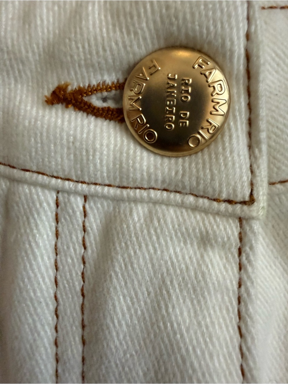 Farm Rio Embroidered Coconut Off-white Beaded denim - Picture 9 of 13